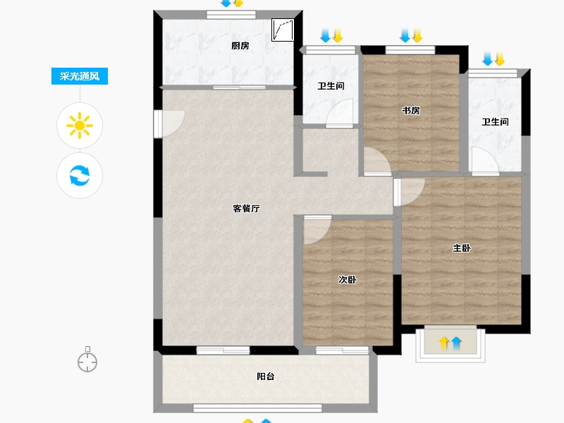 江苏省-徐州市-华美悦澜湾-93.60-户型库-采光通风