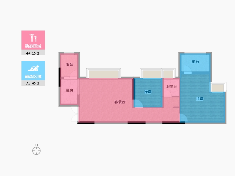 重庆-重庆市-北京城建龙樾生态城-67.99-户型库-动静分区