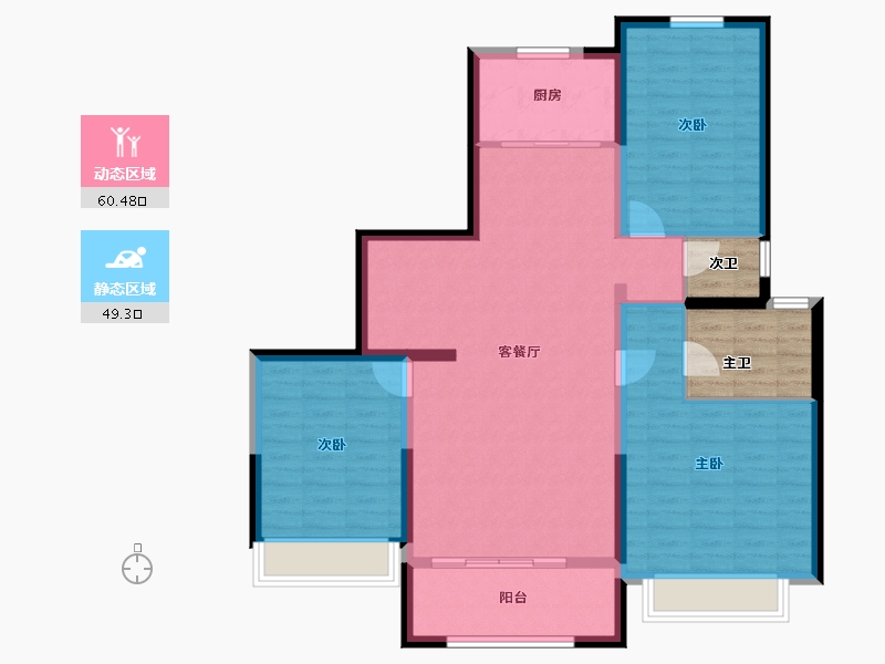 陕西省-西安市-朗诗乐府-107.20-户型库-动静分区