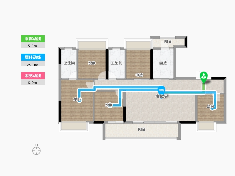 重庆-重庆市-花滩国际新城誉峰-105.39-户型库-动静线