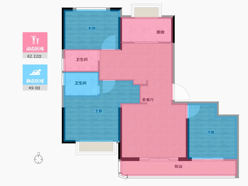 湖北省-武汉市-武汉城建光彩国际-100.80-户型库-动静分区