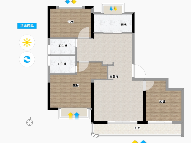 湖北省-武汉市-武汉城建光彩国际-100.80-户型库-采光通风