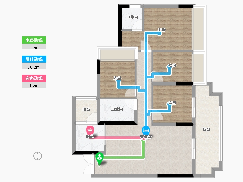 重庆-重庆市-花滩国际新城誉峰-90.13-户型库-动静线