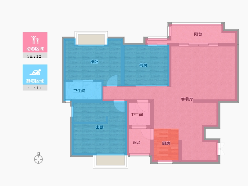 重庆-重庆市-江与江南-87.87-户型库-动静分区