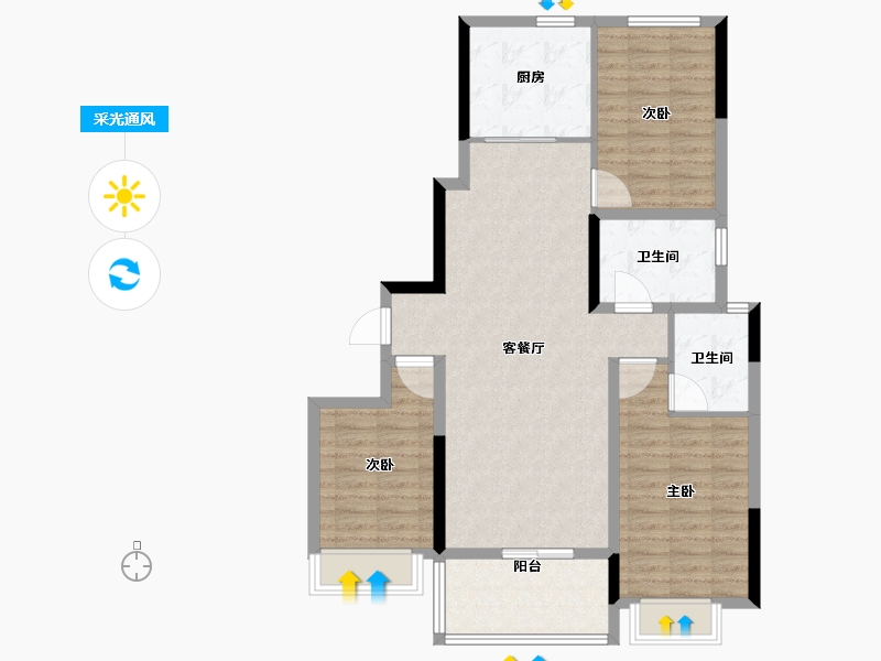 山东省-青岛市-灵山湾龙玺-96.00-户型库-采光通风