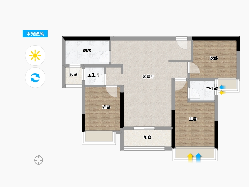 重庆-重庆市-金科集美江悦-80.00-户型库-采光通风