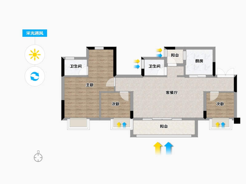 重庆-重庆市-海成北宸上院-80.50-户型库-采光通风