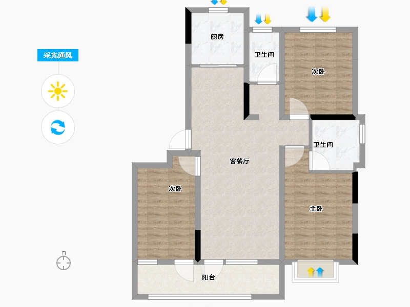 山东省-青岛市-海青公馆-96.81-户型库-采光通风