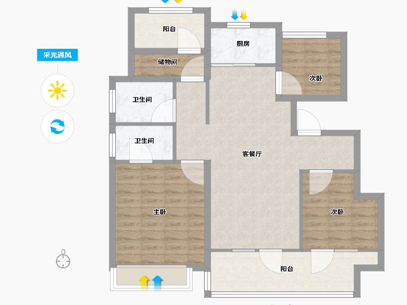 山东省-青岛市-凯景领盛豪庭-94.41-户型库-采光通风