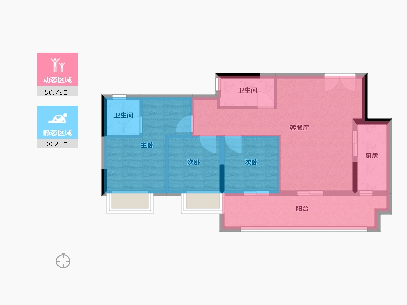 重庆-重庆市-中国铁建云锦山-72.00-户型库-动静分区