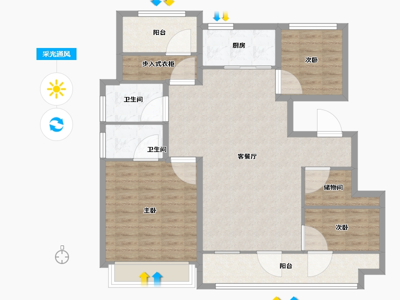 山东省-青岛市-凯景领盛豪庭-99.20-户型库-采光通风