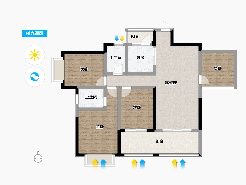 云南省-昭通市-花园-115.00-户型库-采光通风