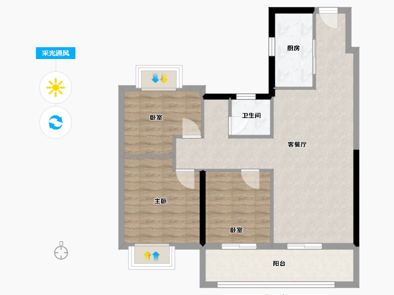 江苏省-南京市-新城金樾府-76.00-户型库-采光通风