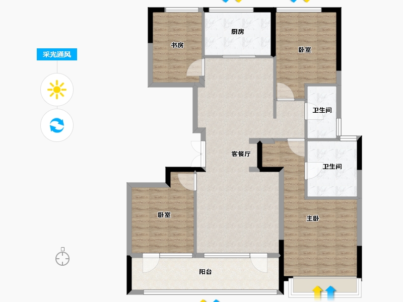 山东省-青岛市-慧通理想之城-126.00-户型库-采光通风