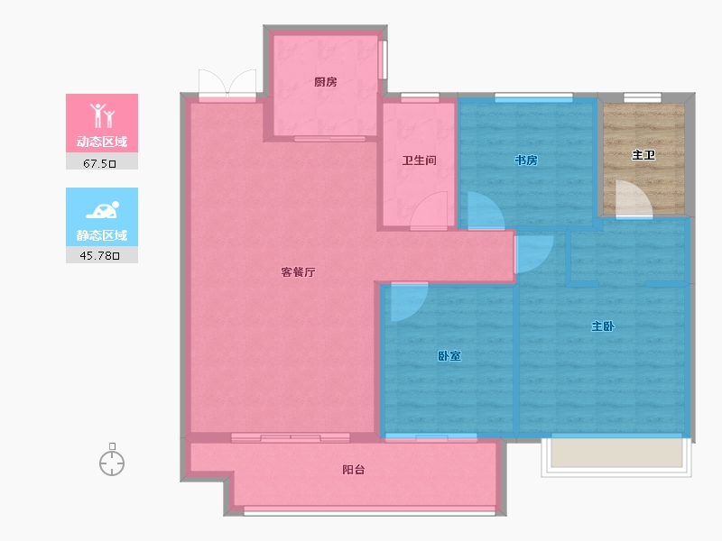 江苏省-徐州市-璟宸华府-109.60-户型库-动静分区