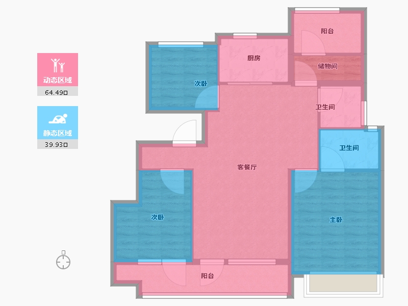 山东省-青岛市-凯景领盛豪庭-93.61-户型库-动静分区