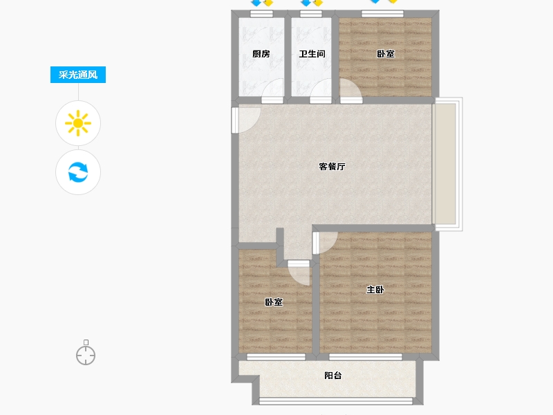 江苏省-徐州市-璟宸华府-87.19-户型库-采光通风