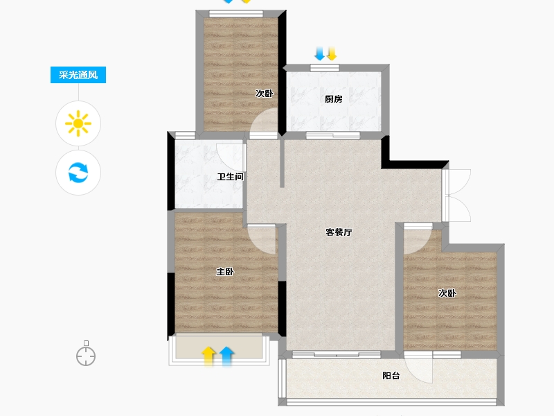 山东省-青岛市-灵山湾龙玺-89.61-户型库-采光通风