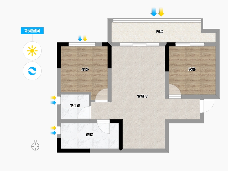 重庆-重庆市-通和睿庭-61.07-户型库-采光通风