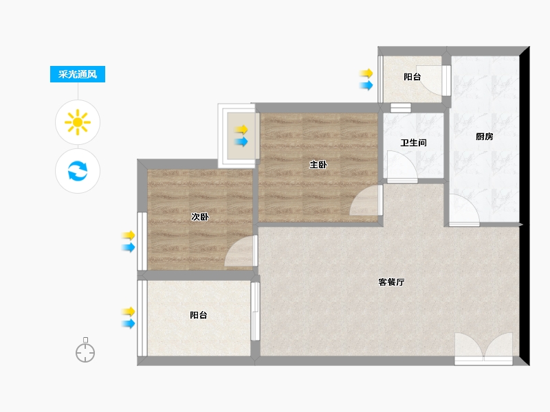 重庆-重庆市-通和睿庭-58.36-户型库-采光通风