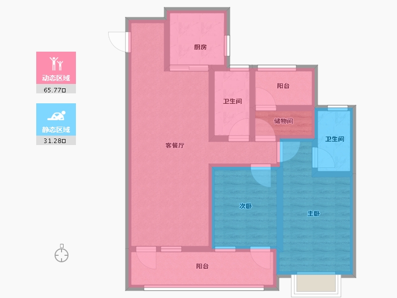 山东省-青岛市-凯景领盛豪庭-84.81-户型库-动静分区