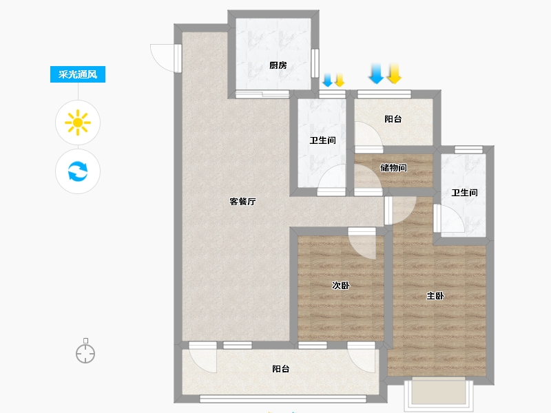 山东省-青岛市-凯景领盛豪庭-84.81-户型库-采光通风