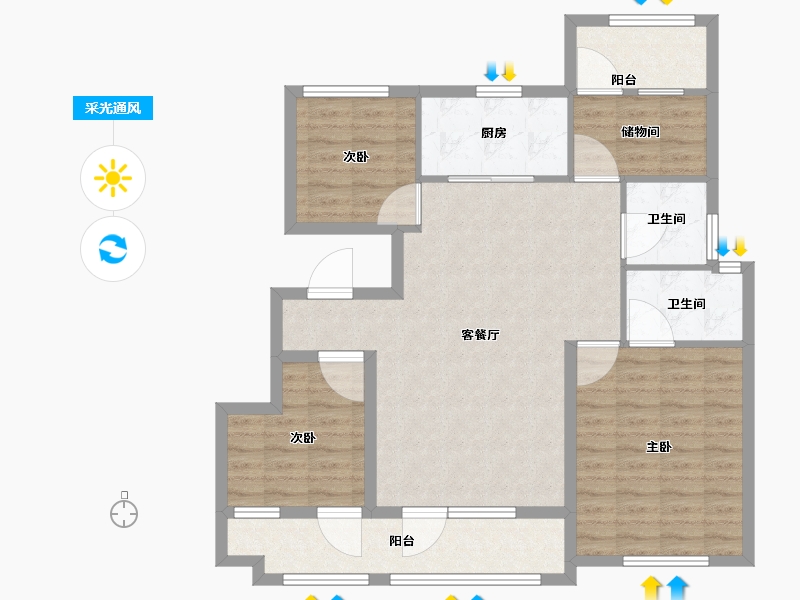 山东省-青岛市-凯景领盛豪庭-98.41-户型库-采光通风