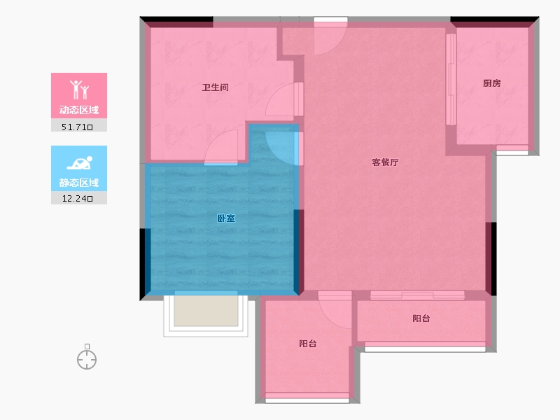 重庆-重庆市-中铁任之健康城-57.44-户型库-动静分区