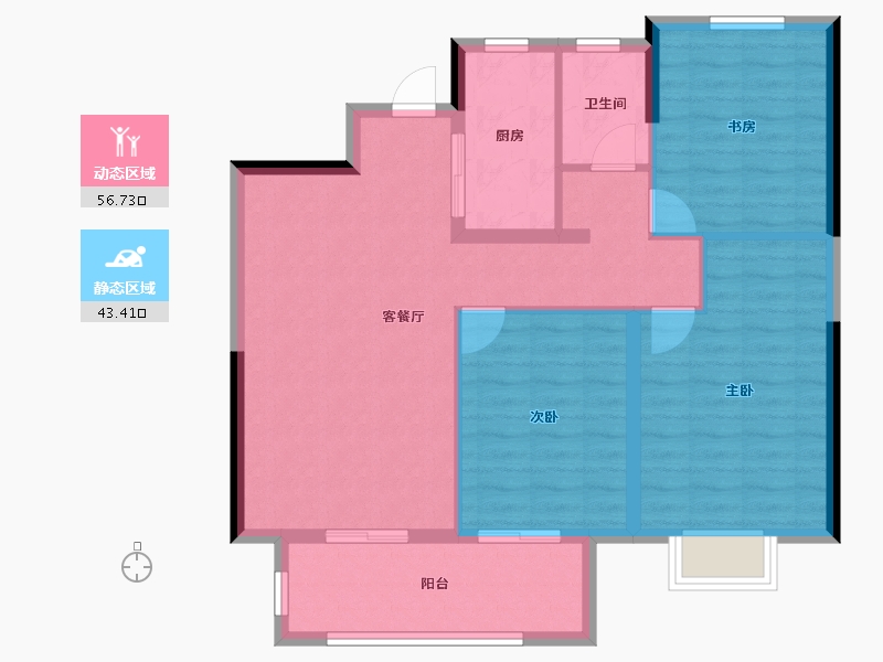 江苏省-徐州市-世茂云泽苑-90.66-户型库-动静分区