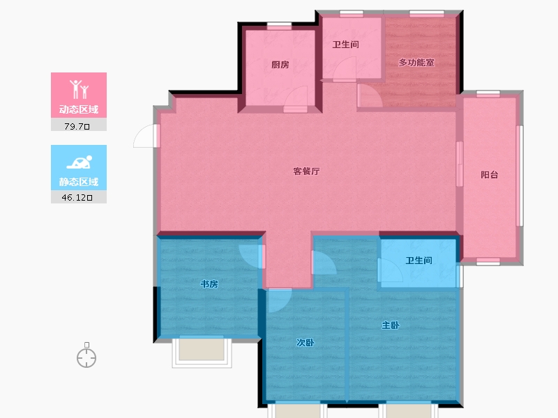 江苏省-徐州市-世茂云泽苑-113.42-户型库-动静分区