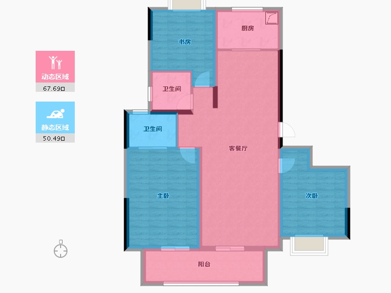 江苏省-徐州市-世茂云泽苑-106.34-户型库-动静分区