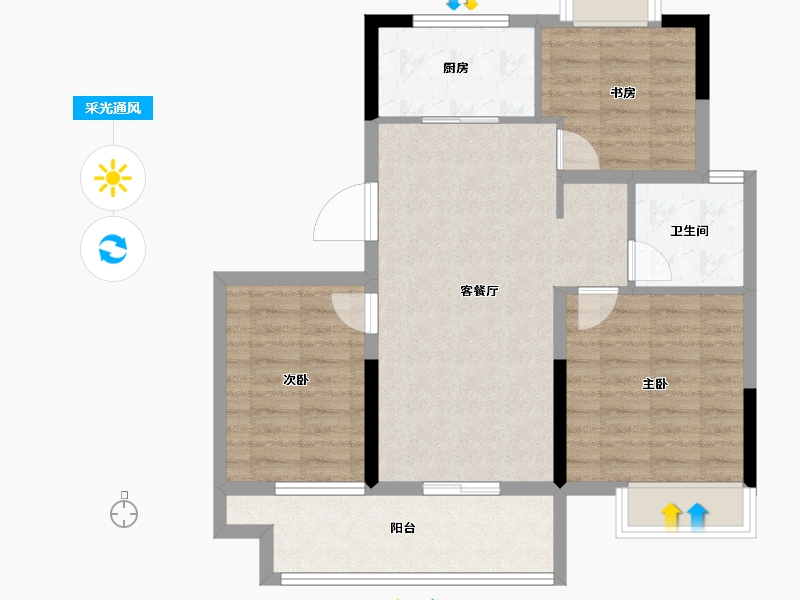 山东省-烟台市-悦岛蓝湾-77.40-户型库-采光通风