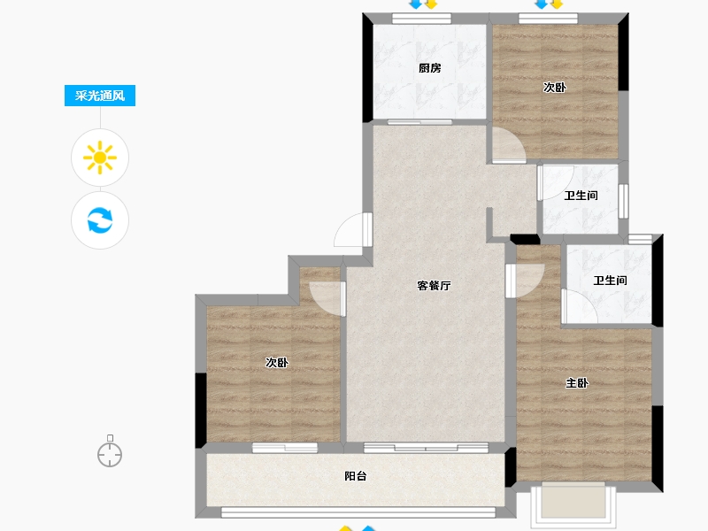 浙江省-金华市-宾王道1號-81.51-户型库-采光通风