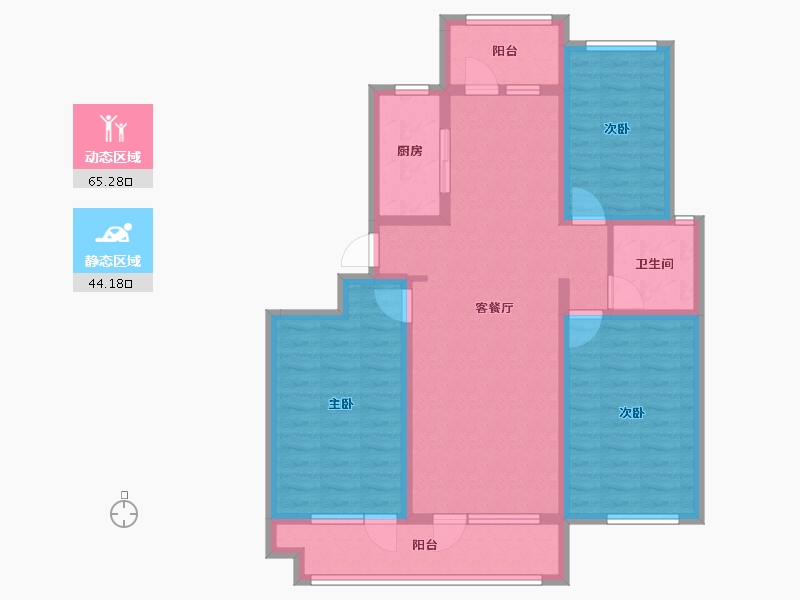 山东省-青岛市-裕东新府-96.80-户型库-动静分区