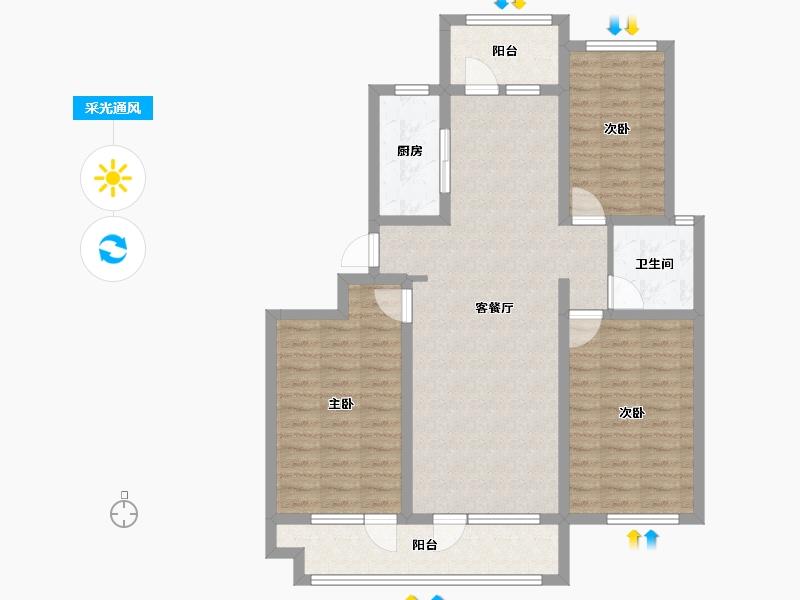 山东省-青岛市-裕东新府-96.80-户型库-采光通风