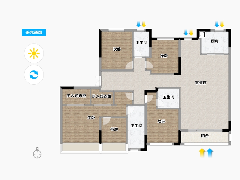 浙江省-绍兴市-宝能凤林府-164.00-户型库-采光通风