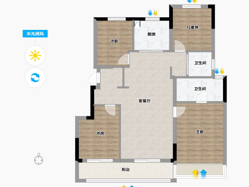 浙江省-绍兴市-宝能凤林府-100.80-户型库-采光通风