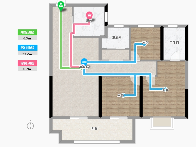 江苏省-徐州市-汉邦景城-95.66-户型库-动静线