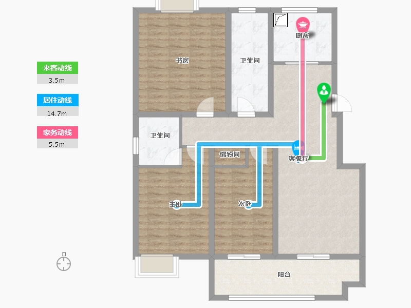 江苏省-徐州市-朋湖苑-105.50-户型库-动静线