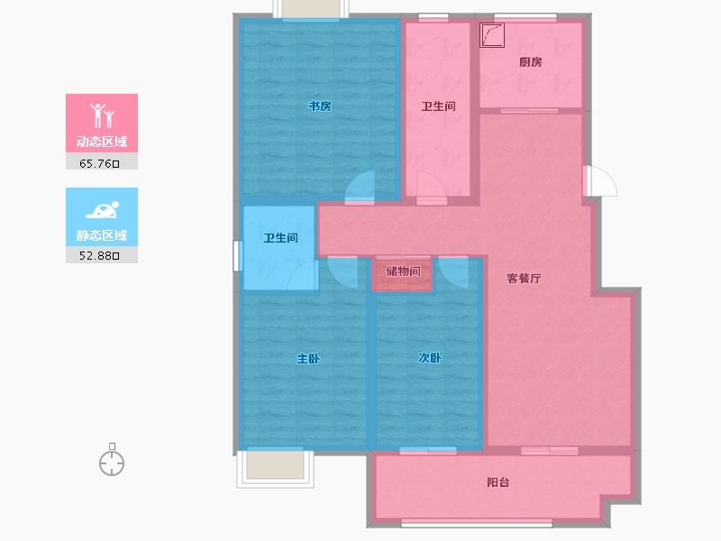 江苏省-徐州市-朋湖苑-105.50-户型库-动静分区