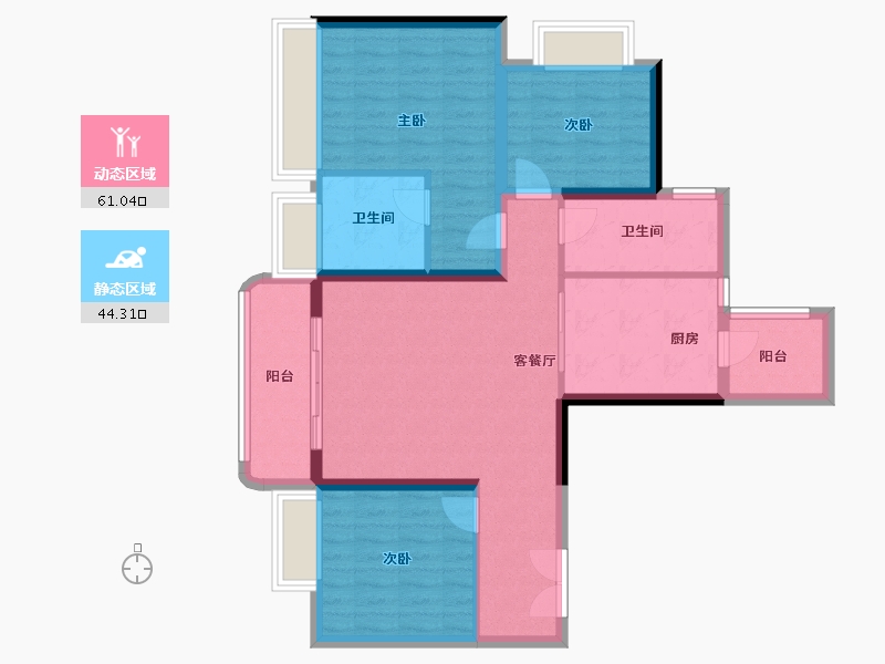 重庆-重庆市-新希望D10天际-94.40-户型库-动静分区