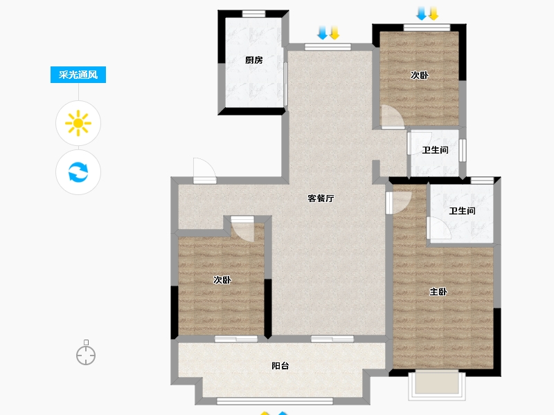 江苏省-徐州市-汉邦景城-105.76-户型库-采光通风