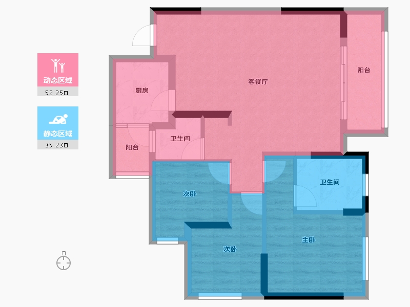 重庆-重庆市-春风与辰-77.62-户型库-动静分区