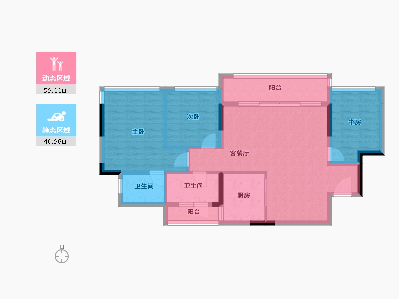 重庆-重庆市-金辉云缦长滩-89.82-户型库-动静分区