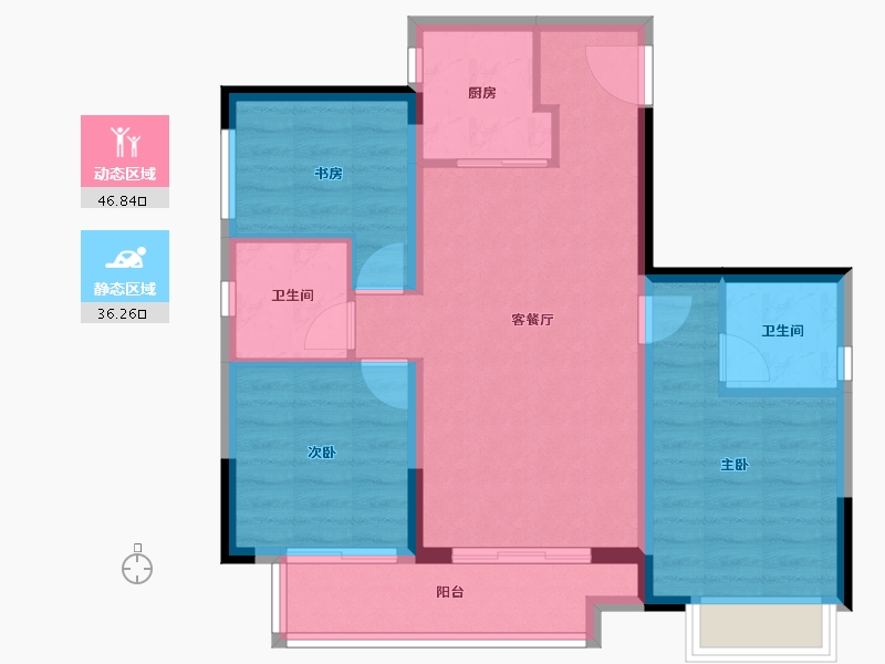 重庆-重庆市-融信海月渝州-74.15-户型库-动静分区