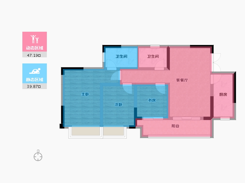 重庆-重庆市-中建滨江星城-76.44-户型库-动静分区