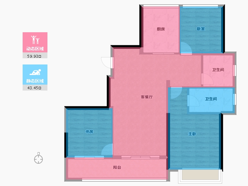 浙江省-金华市-​绿城晓风印月-93.60-户型库-动静分区