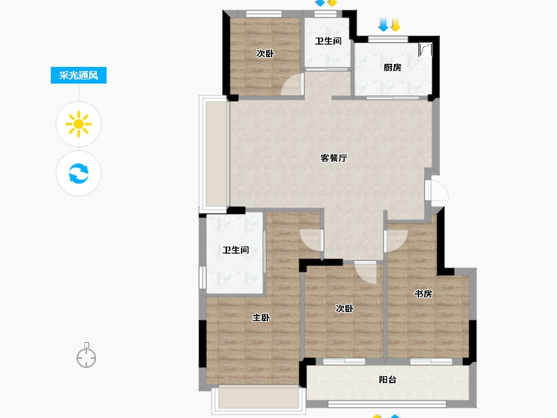 浙江省-绍兴市-宝能凤林府-100.80-户型库-采光通风