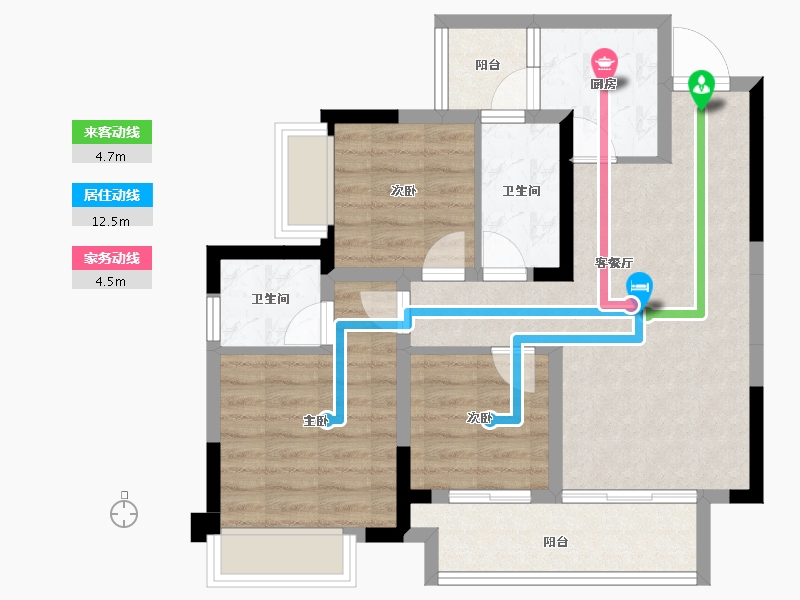 重庆-重庆市-中建滨江星城-73.43-户型库-动静线