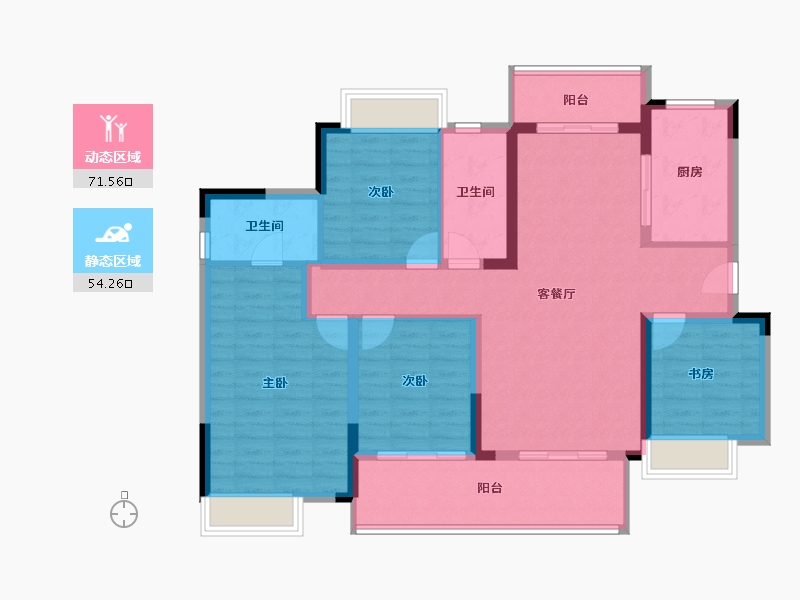 重庆-重庆市-青秀阅山-113.06-户型库-动静分区